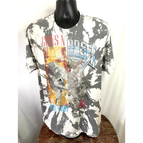 Guns N Roses Tie Dye Bleached Tee Distressed XL - Picture 1 of 9